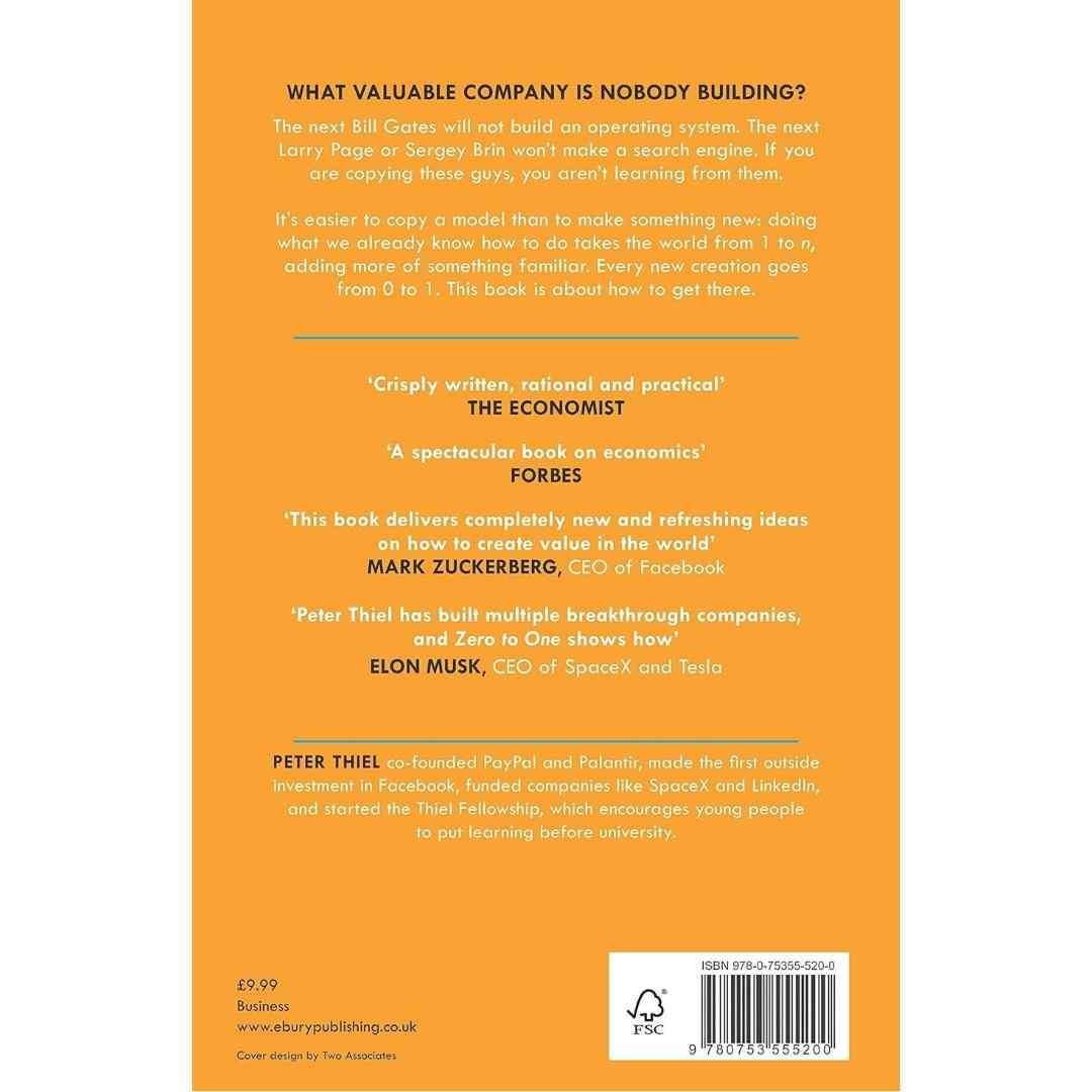 Zero to One by Peter Thiel and Blake Masters - Brilliant Books